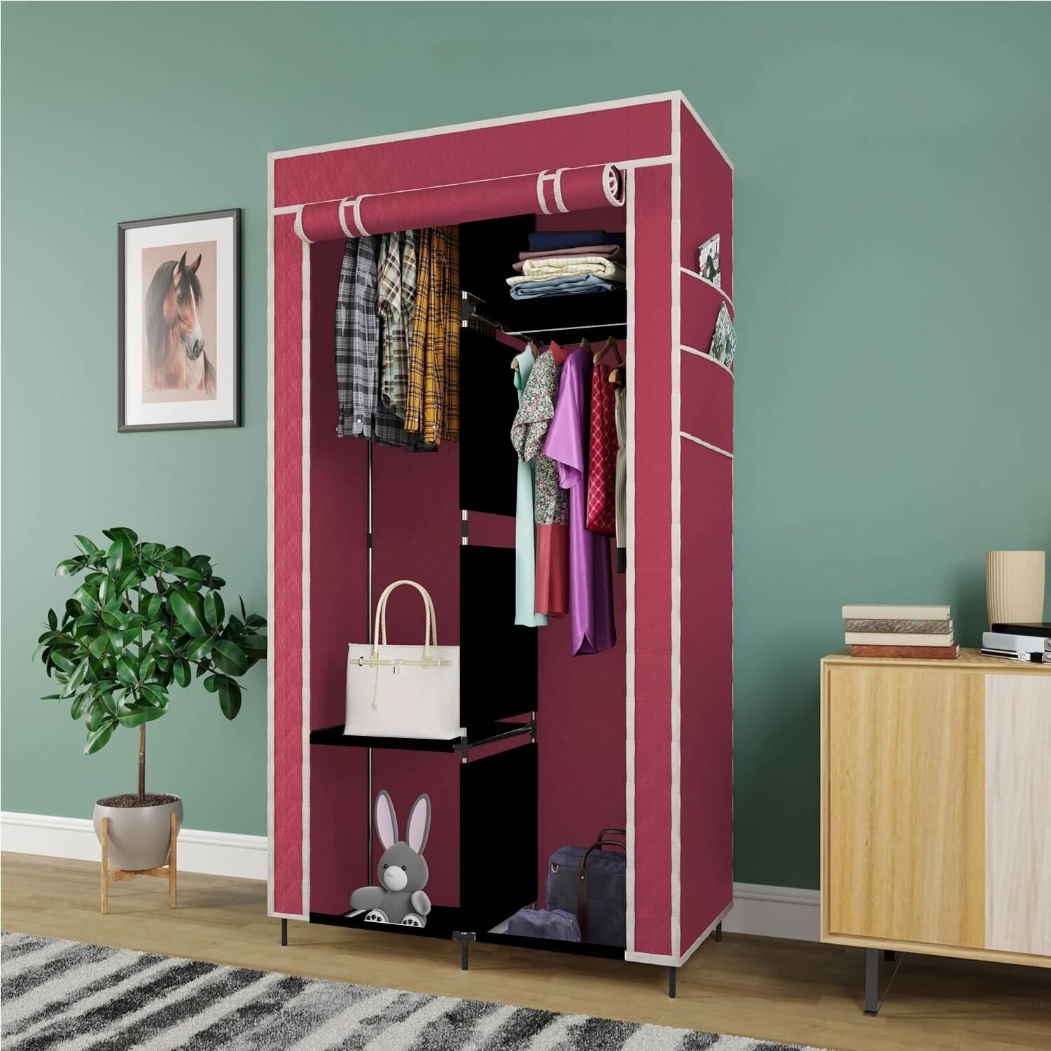 gtc 7800-4 M Cloth Rack Storage Organizer Shelves Almirah PP Collapsible Wardrobe-picture-17