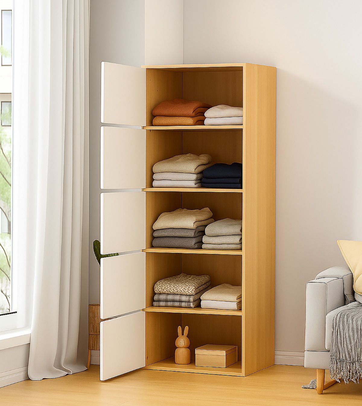 Multipurpose Plastic Collapsible Cupboard Cloth stand Six Cabinet PC Collapsible Wardrobe-image-6