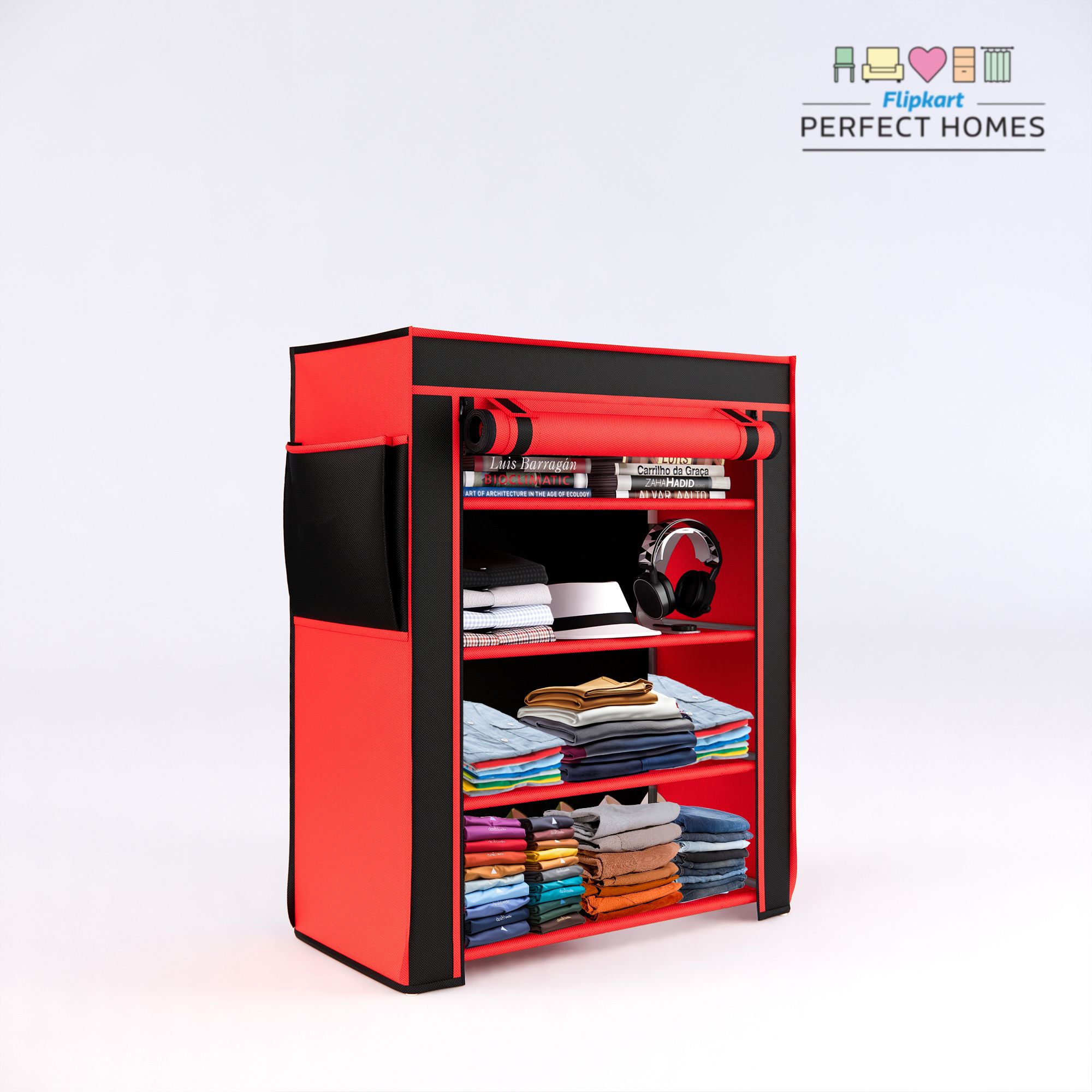 4 Layer Wardobe With Rust proof PVC Pipe PP Collapsible Wardrobe-image-29