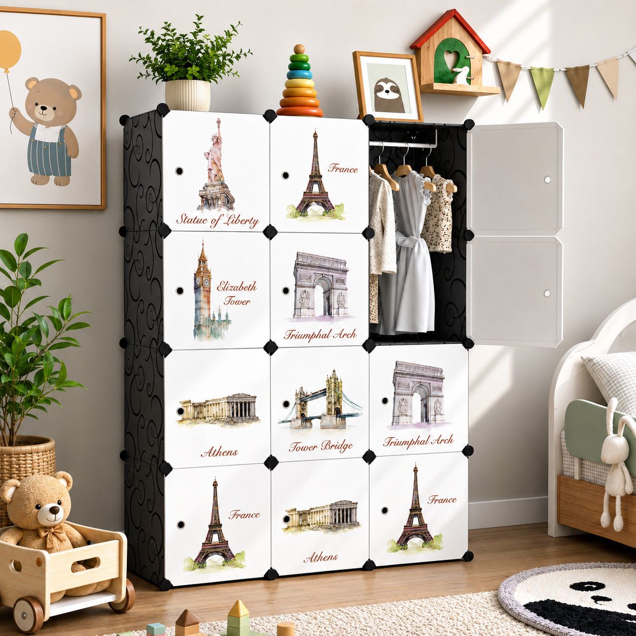 hayosha 12-Door 12-Shelf Plastic kids & Adults Collapsible Cupboard PC Collapsible Wardrobe-picture-45