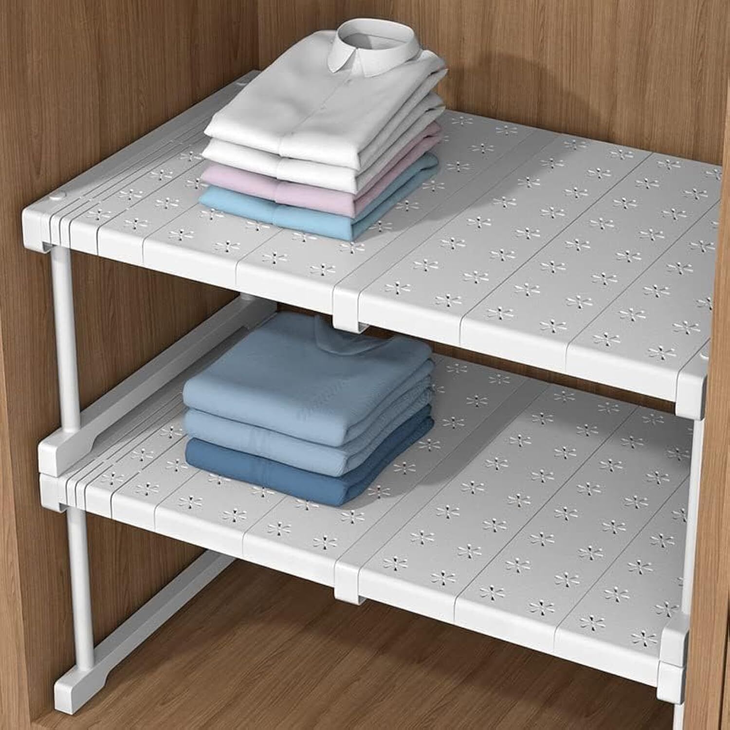 clefairy Expandable Closet Shelf Organizer, Expandable Closet Tension Shelf Carbon Steel Collapsible Wardrobe-picture-26