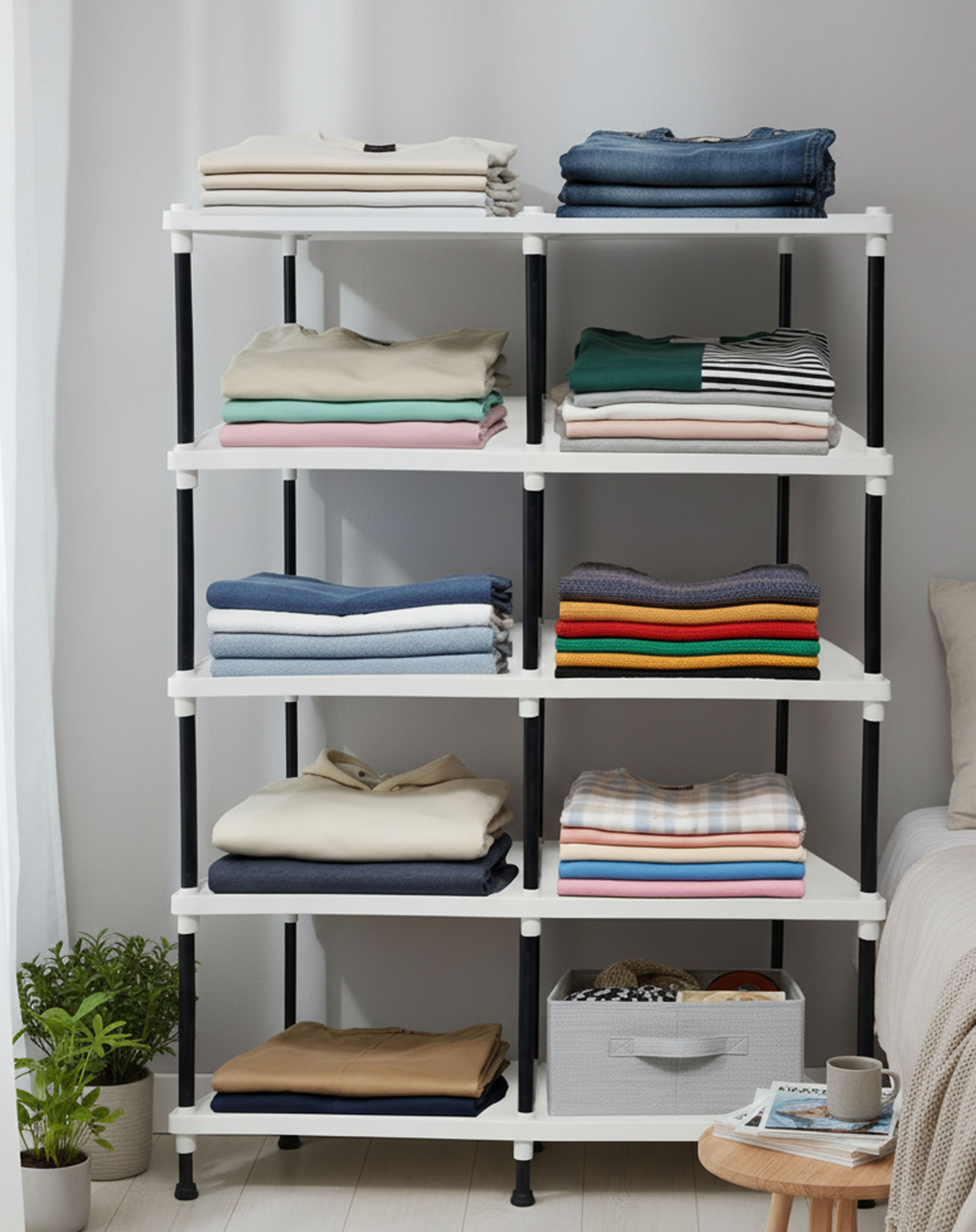 furnigully 5 Layer Multiuse Wardrobe Storage Rack for Home |Durable & Portable Metal Pipe Carbon Steel Collapsible Wardrobe-picture-19