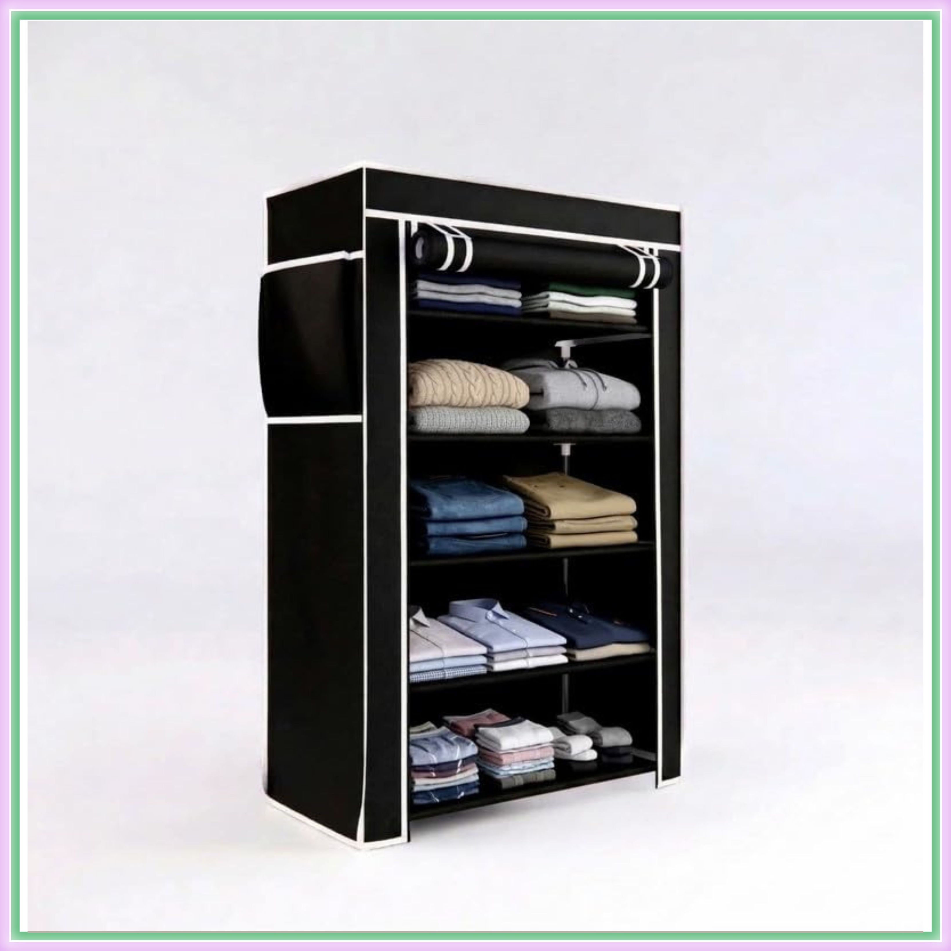 Portable Foldable Cloth Wardrobe | Non Woven Fabric Storage Cabinet Carbon Steel Collapsible Wardrobe-image-49