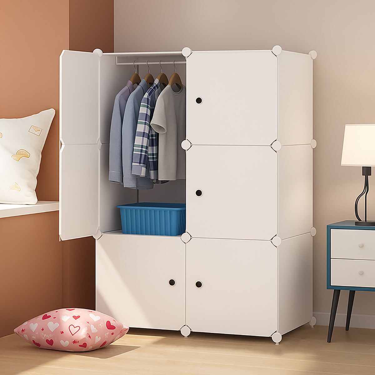 6-Shelf 6-Door Storage Organizer Modular Multi Purpose Shelves for Kid/Adult PC Collapsible Wardrobe-image-24