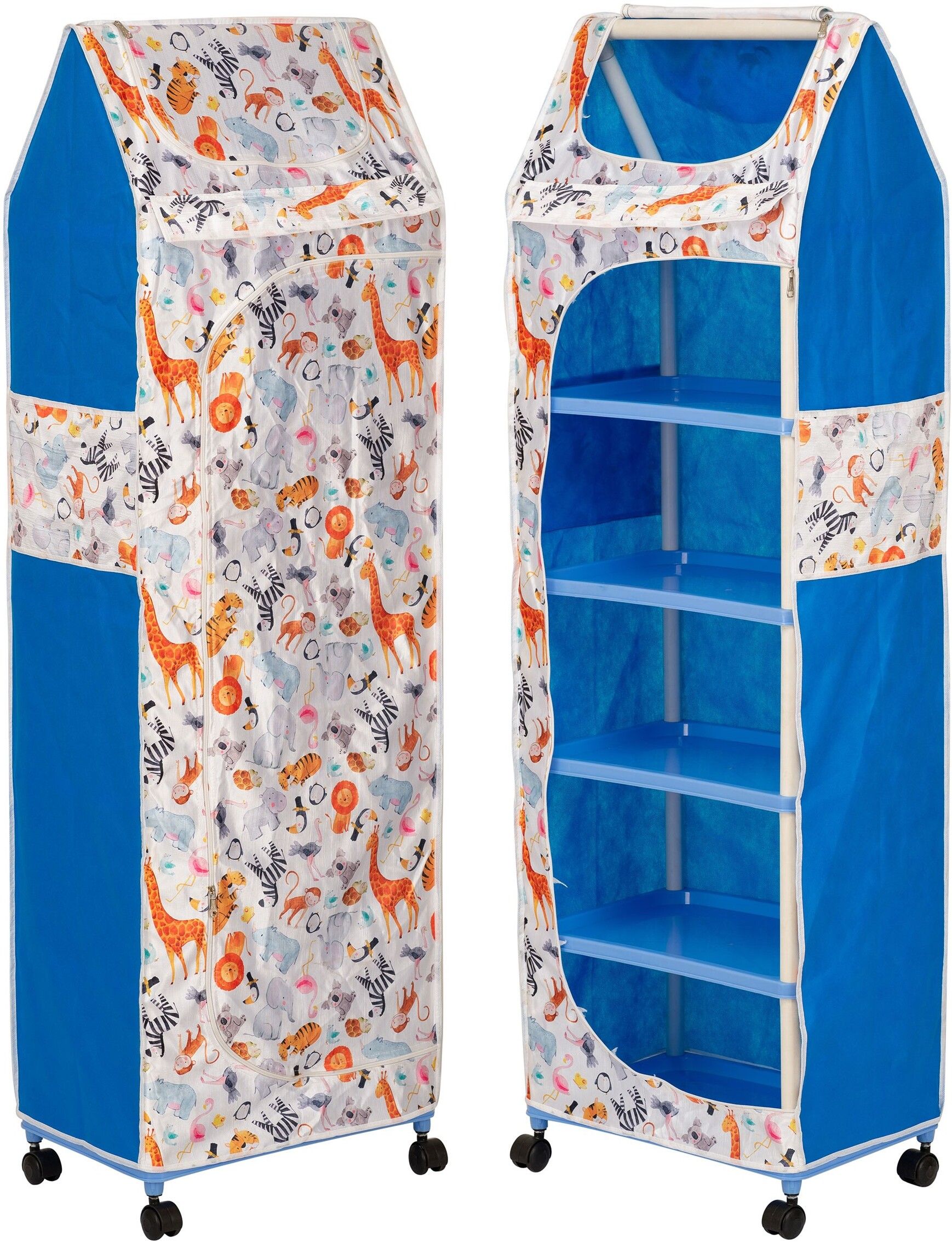 porchex 1 Door 6 Shelf Fabric Plastic Digital Print ,Office , Badroom,Kids rooms,Storage PP Collapsible Wardrobe-picture-14