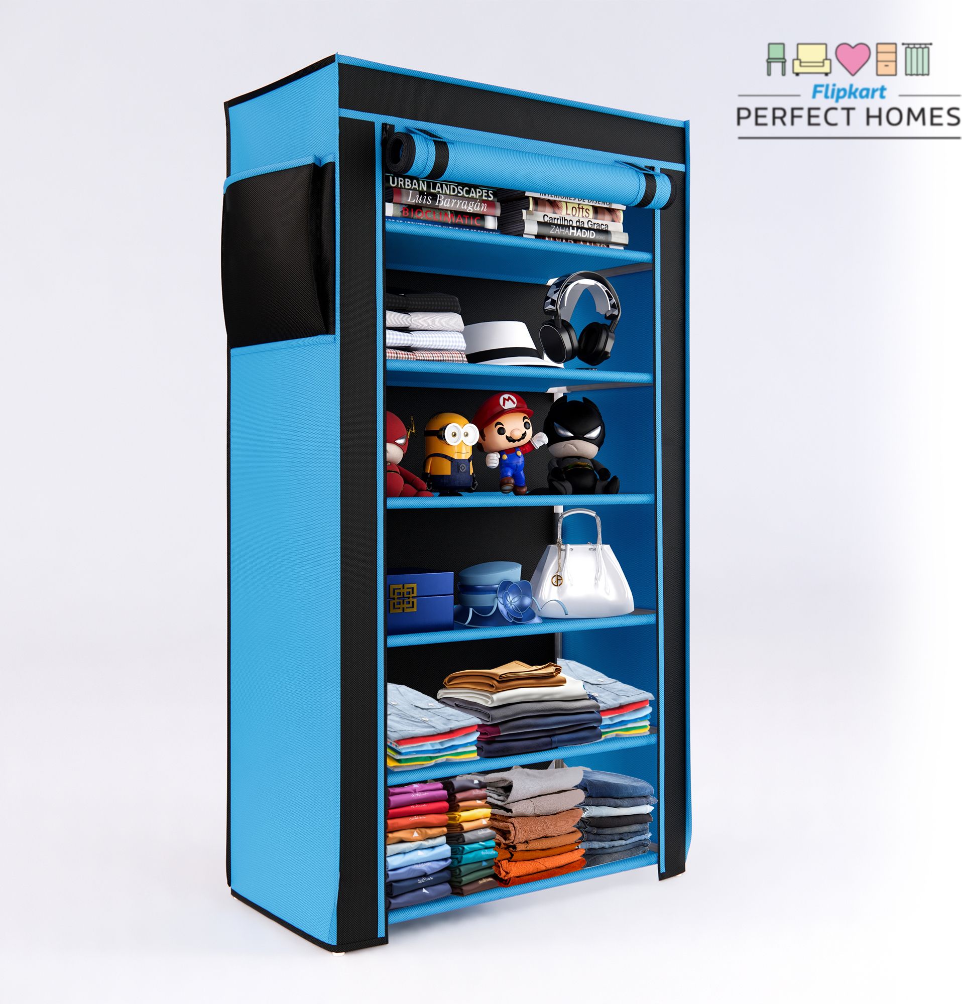 6 shelfs plastic pipes & cover PP Collapsible Wardrobe-image-31