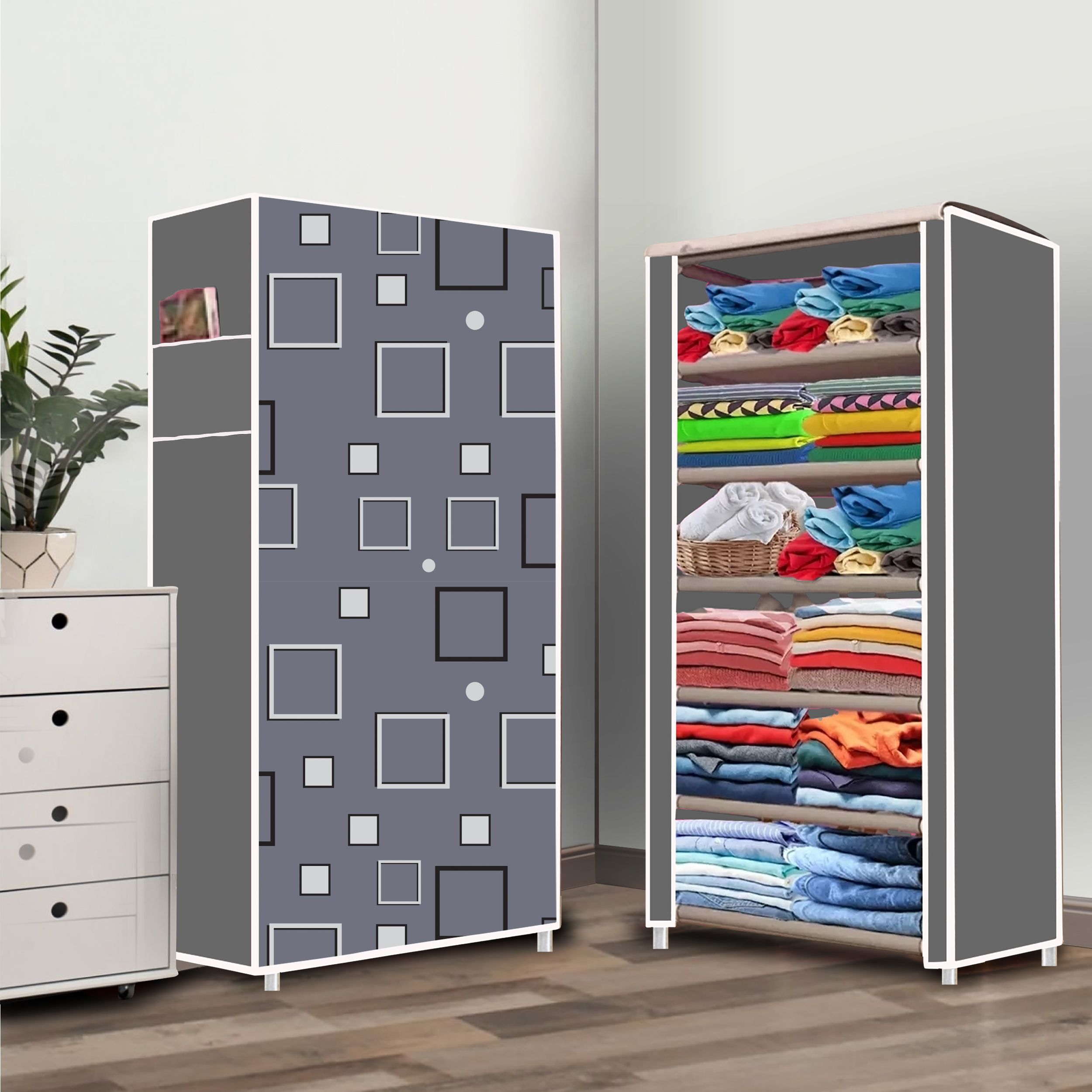 6 Layer Awesome box Printed PVC Collapsible Wardrobe