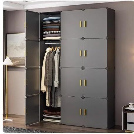 12-Door 12-Shelf Plastic almirah for kids, almirah of clothes ,cupboard PC Collapsible Wardrobe-image-49