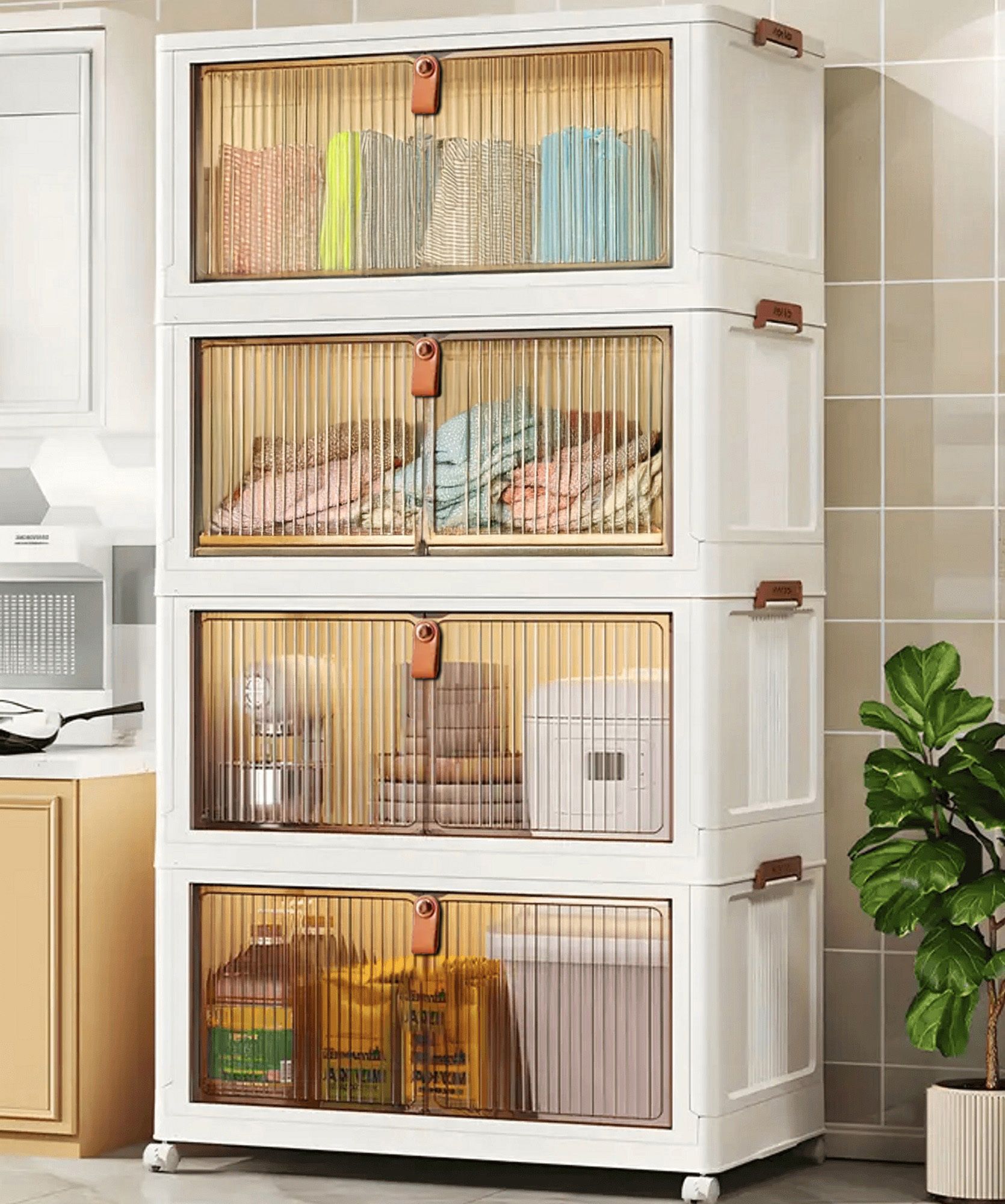 sasimo 4-Door 4-Shelf Plastic foldable Cupboard PC Collapsible Wardrobe-picture-24