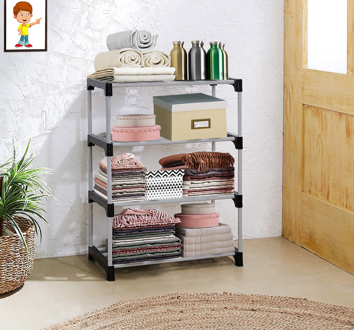 flipzon Foldable Wide Storage Rack for Clothes Easy to Move & Assemble PP Collapsible Wardrobe-picture-14