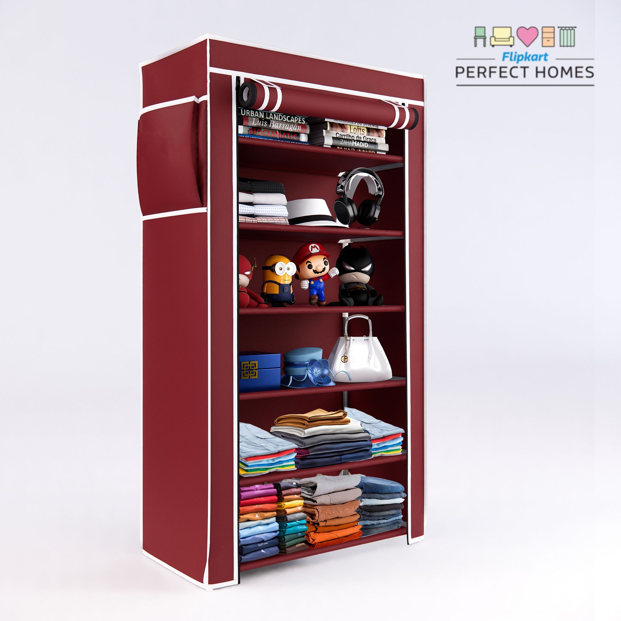6 shelfs plastic pipes & cover PP Collapsible Wardrobe-image-34