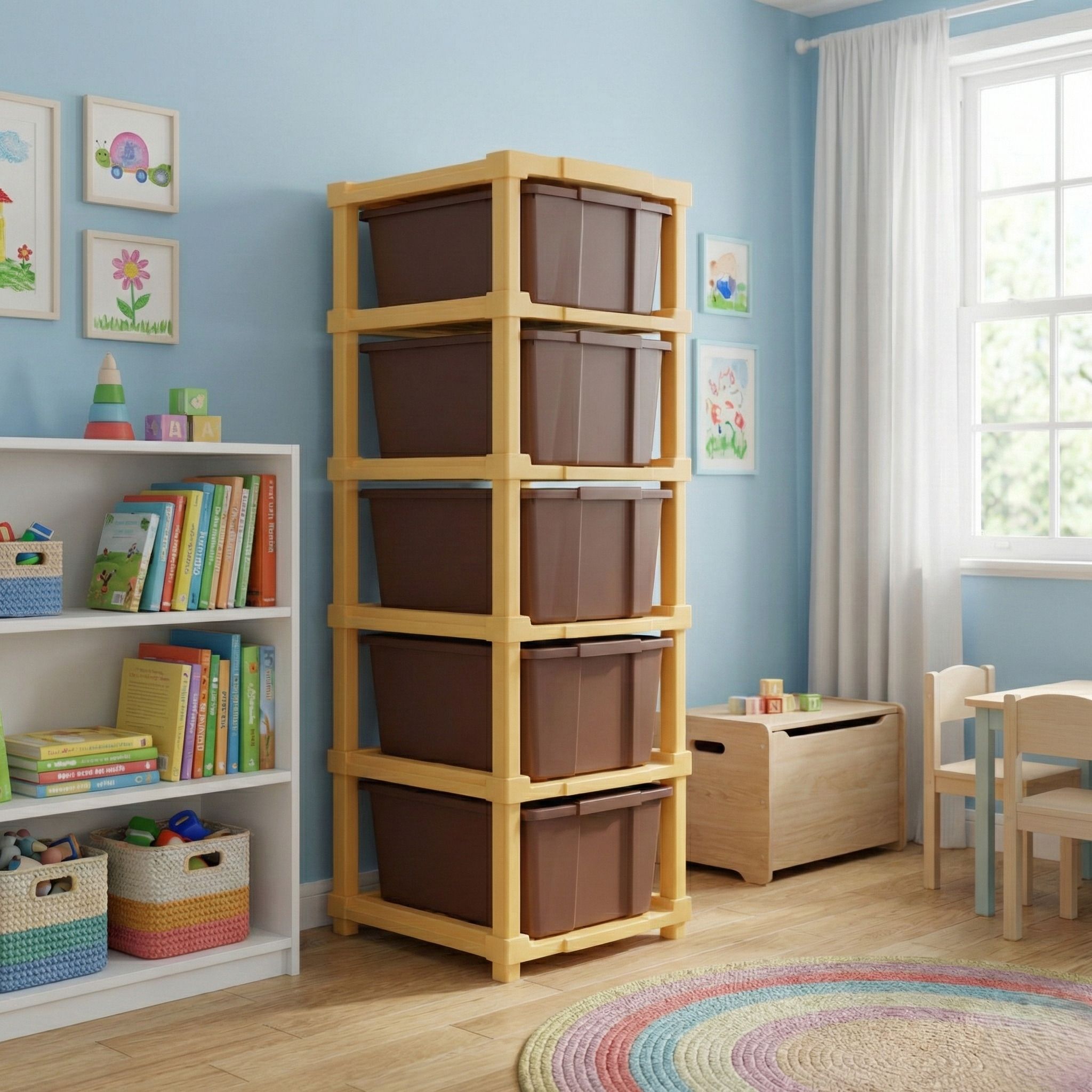 Multi layer Plastic Storage Cabinet for Clothes with Spacious Drawers PP Collapsible Wardrobe