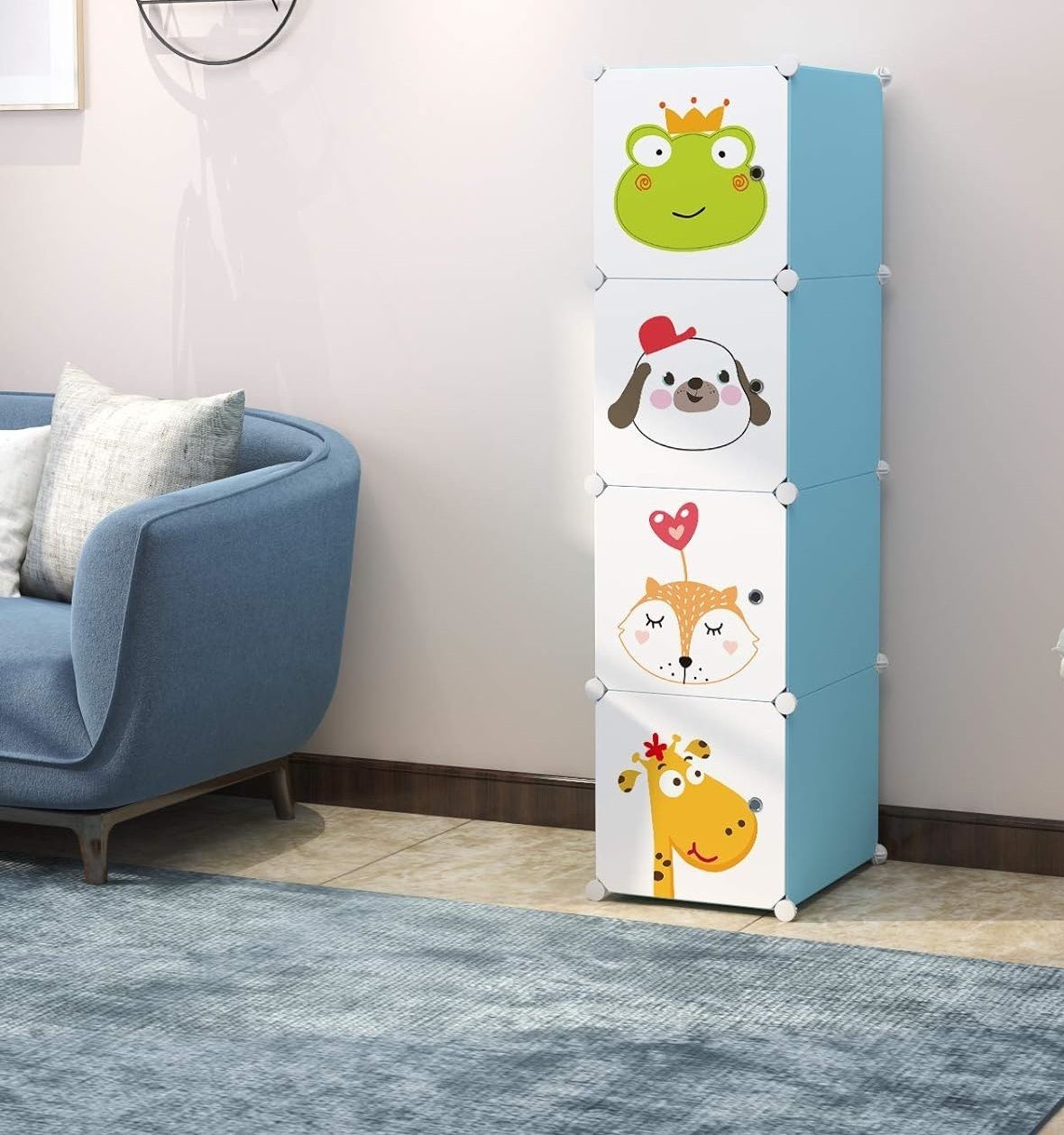 ® 4 Cube Portable Closet Wardrobe Storage Organizer Cabinet for Books,Cloth,Toys PP Collapsible Wardrobe-image-0