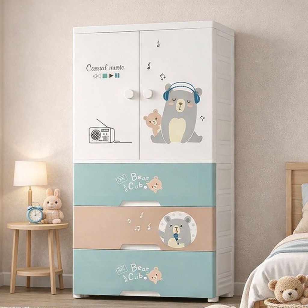 sasimo 1-Wardrobe 3-Drawer 4-Shelf Plastic foldable Cupboard PC Collapsible Wardrobe-picture-15