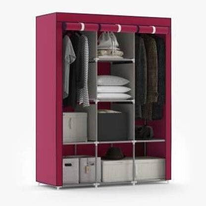 A1 Supreme 6+2 shelves almari 2 long shelf with zip closer Carbon Steel Collapsible Wardrobe-image-0