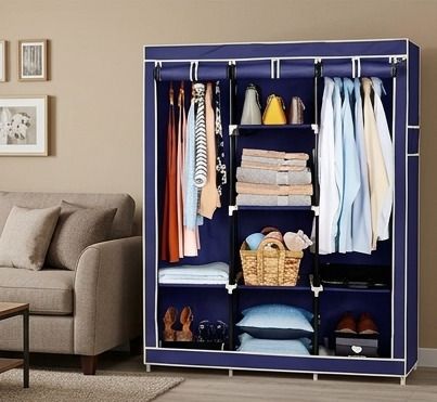 SOLID BLUE WARDROBE Carbon Steel Collapsible Wardrobe-image-13