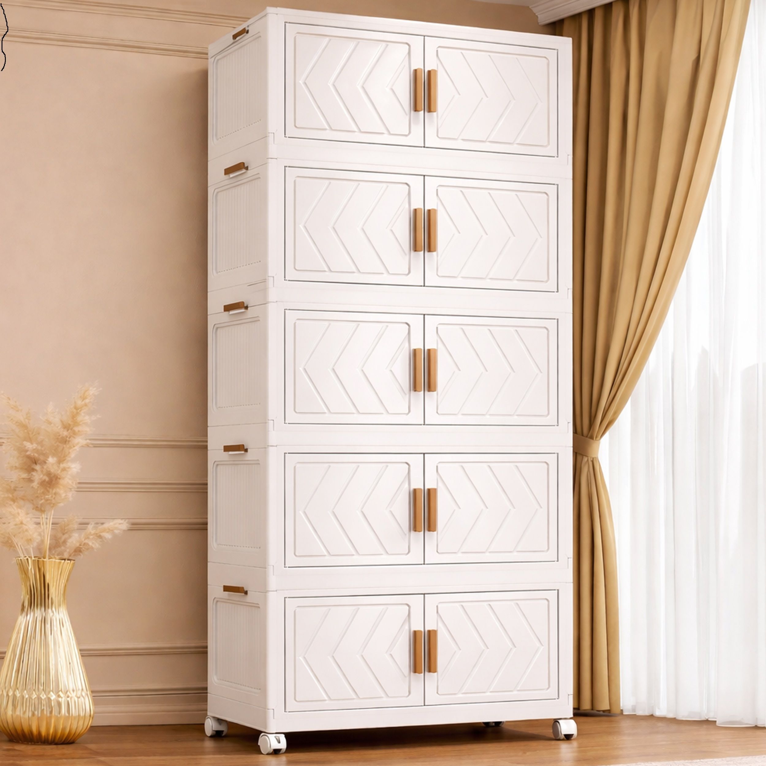 1 x 4 Door Storage Cabinet PP Collapsible Wardrobe-image-10