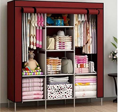 zenvexyo 88130 Micro Fiber metalic Carbon Steel Collapsible Wardrobe-picture-10