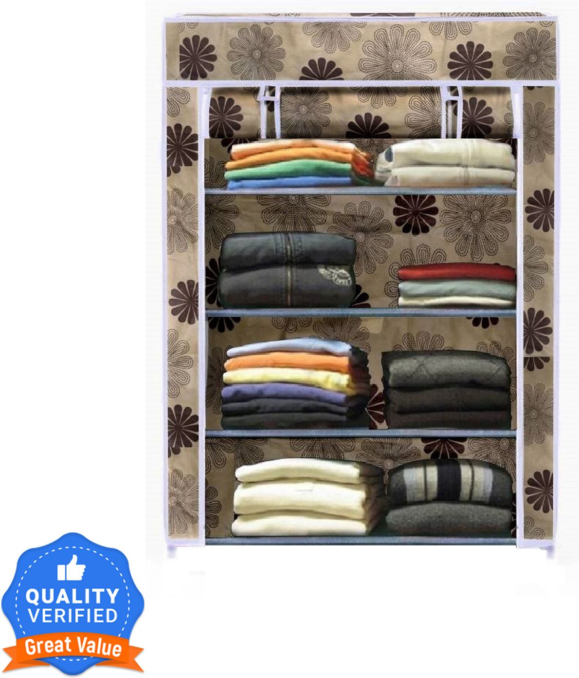 flipkart perfect homes studio 4 Shelf Plastic Pipes & Cover PP Collapsible Wardrobe-picture-10