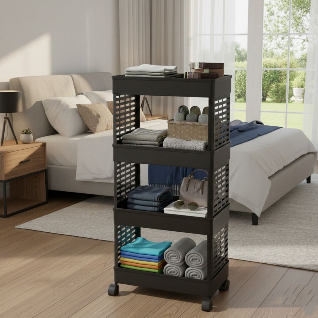 MultiLayer Kitchen Storage Rack Use For Kitchen PVC Collapsible Wardrobe