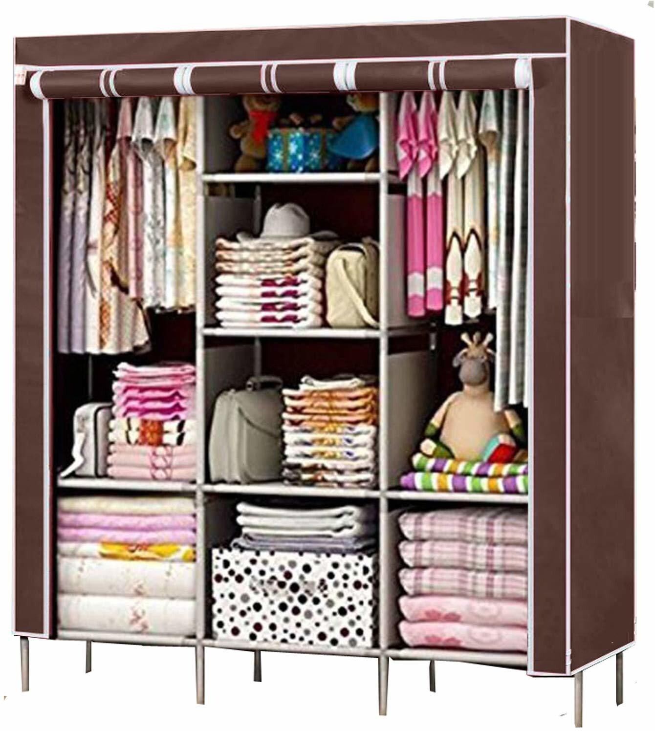 6+2 shelves - almari closet clothes wardrobe/cabinet carbon steel collapsible wardrobe