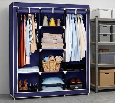SOLID BLUE WARDROBE Carbon Steel Collapsible Wardrobe-image-12