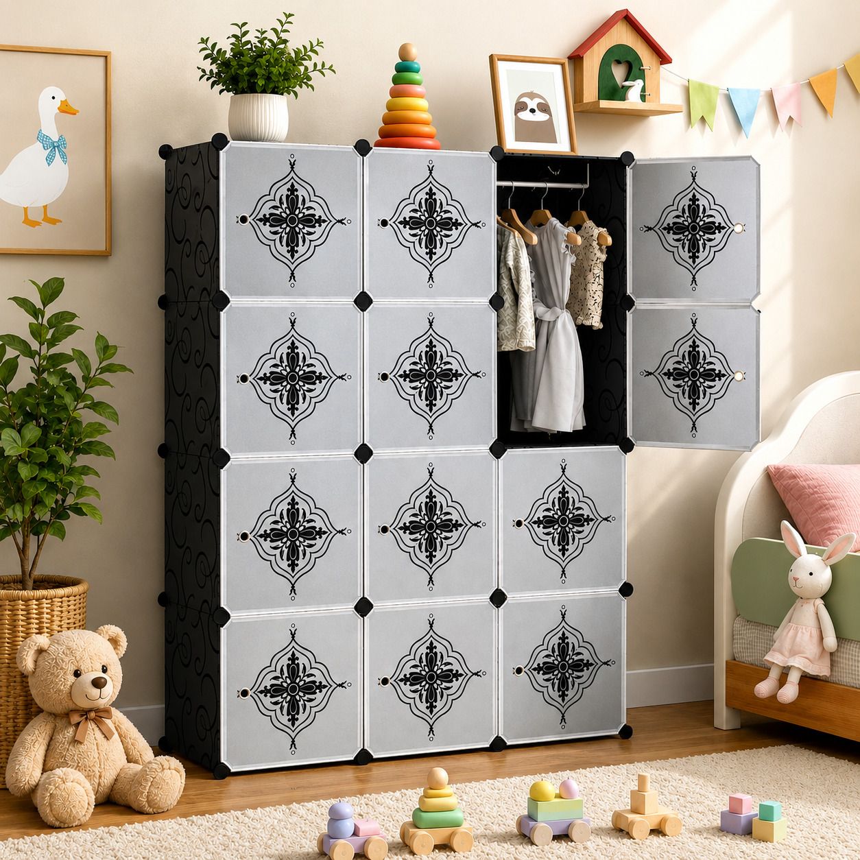hayosha 12-Door 12-Shelf Plastic kids & Adults Collapsible Cupboard PC Collapsible Wardrobe-picture-33