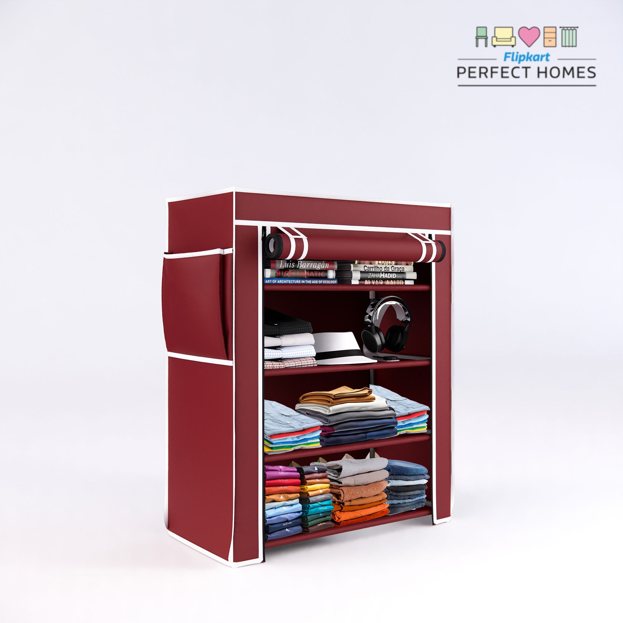 4 Shelf Plastic Pipe & Cover PP Collapsible Wardrobe-image-25