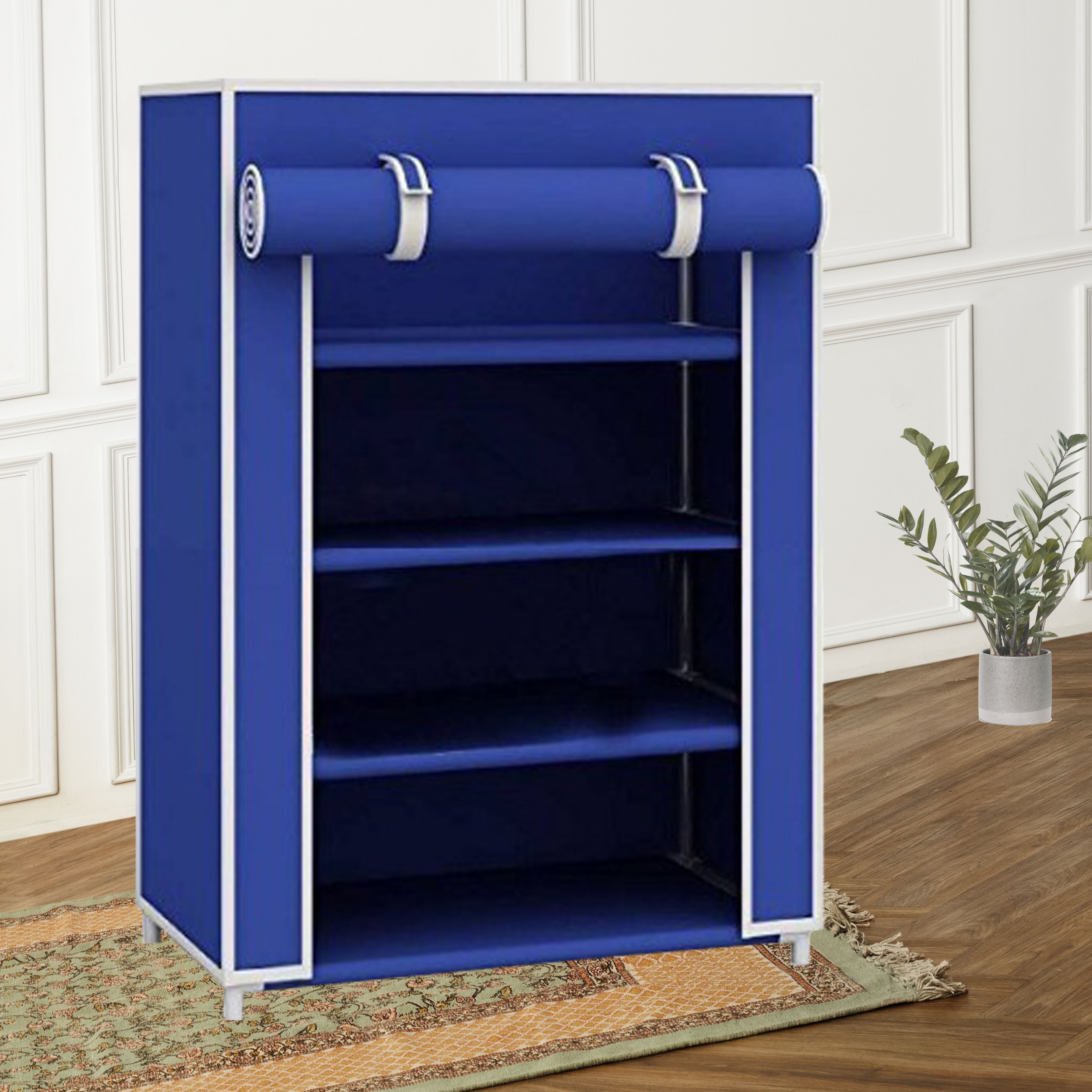 4 Shelve Shoe Rack PP Collapsible Wardrobe-image-48