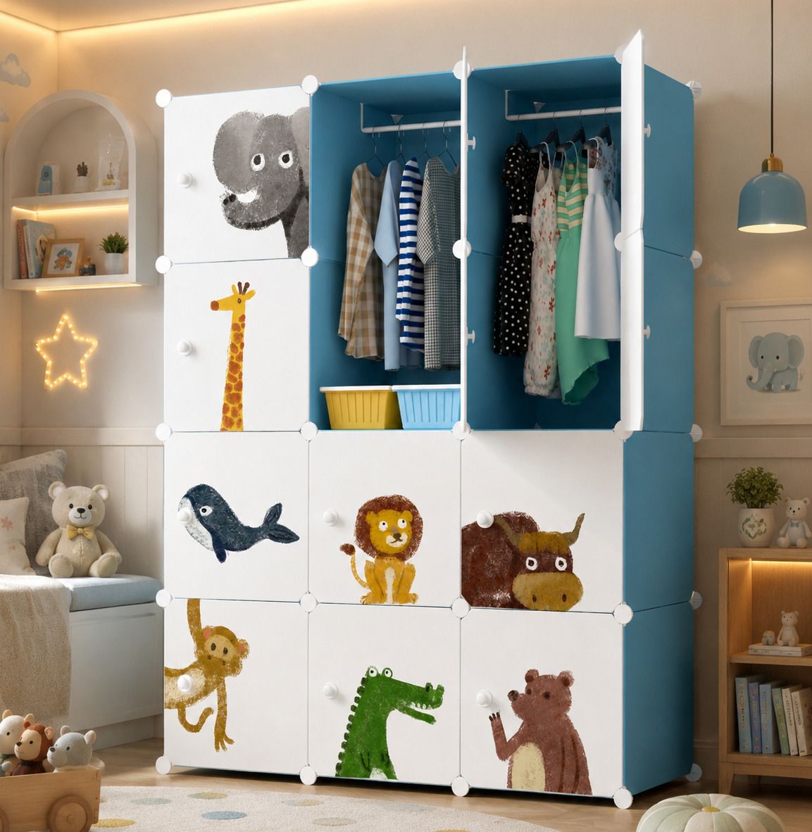 sasimo 12-Door 12-Shelf Plastic kids Collapsible Cupboard Carbon Steel Collapsible Wardrobe-picture-26