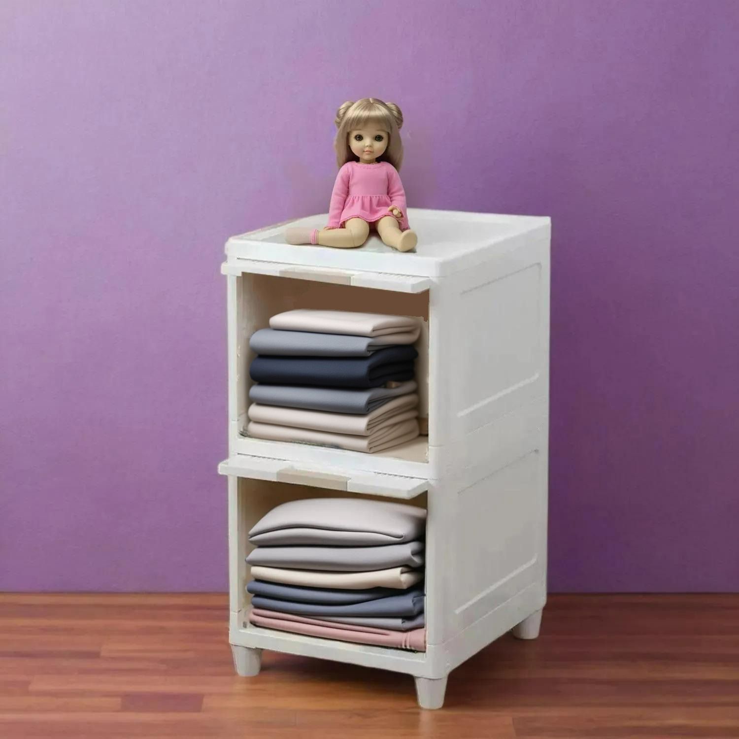 semizoxis 2 Door 2 Shelves Plastic Collapsible Cupboard Cloth stand clothes rack PC Collapsible Wardrobe-picture-13