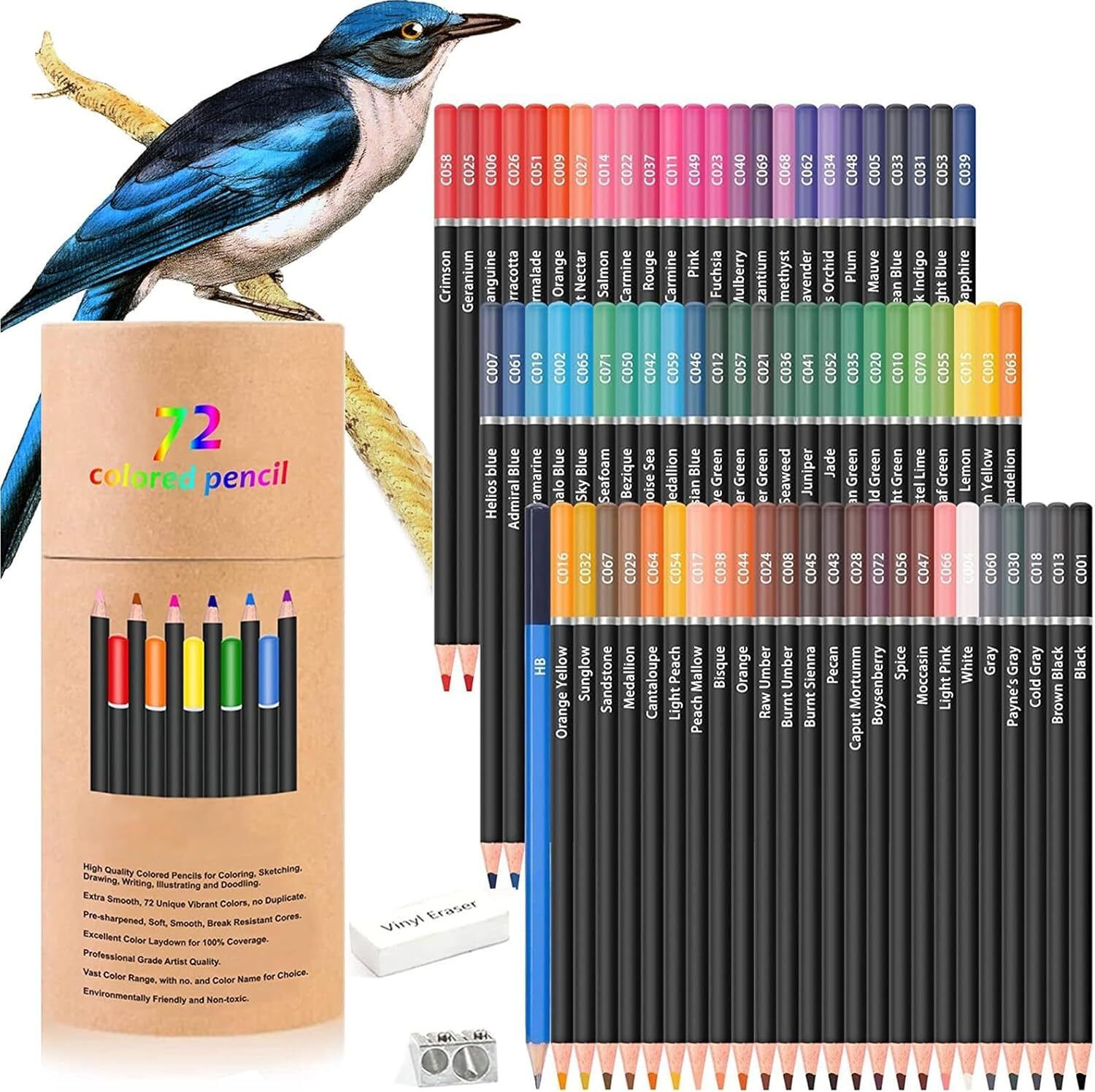 wynhard 72 Pcs Oil Colour Pencil Drawing Pencil Colour Set Colored Pencils for Adults Round Shaped Color Pencils-picture-20