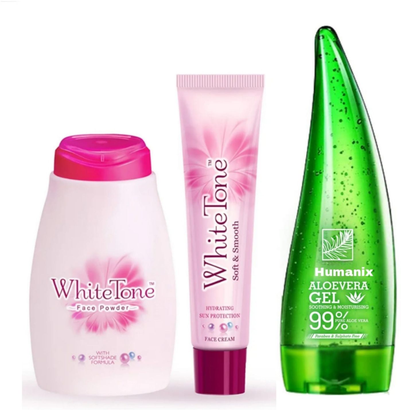 white tone Soft & Smooth Face Cream 25gm+Powder 30gm With Aloevera Moisturizing Face Gel 120ml-picture-14