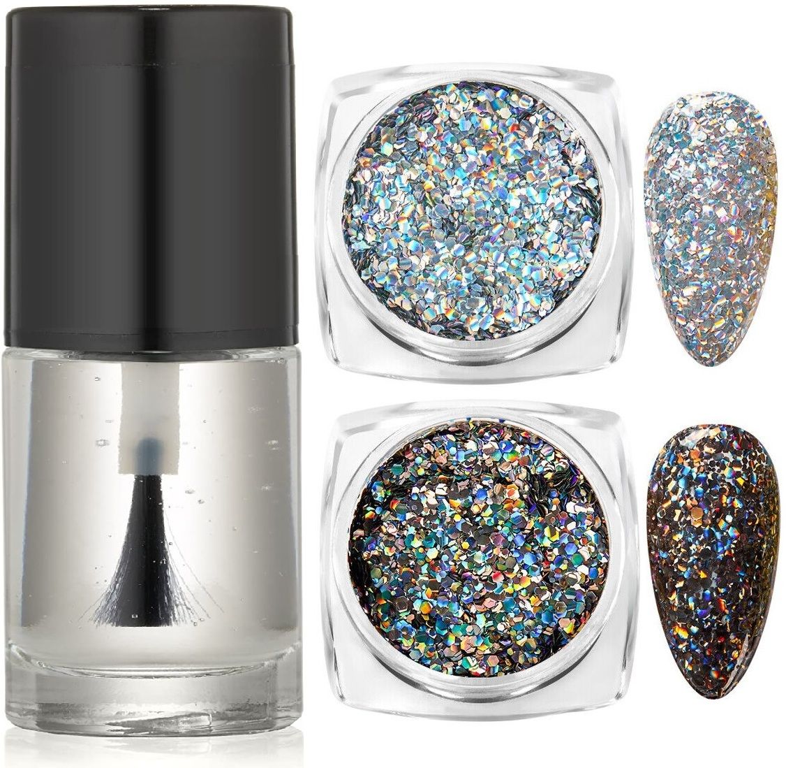 myeong glitter eyeshadow powder And Transparent Nail paint-picture-17