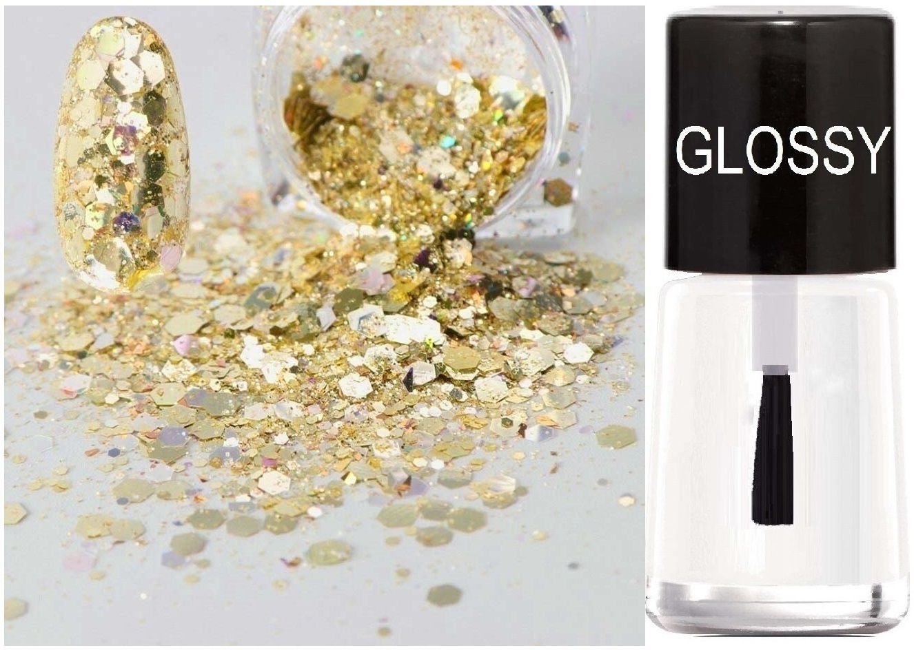thtc NAIL SHINY GEL WITH GOLD CHUNKY GLITTER-picture-20