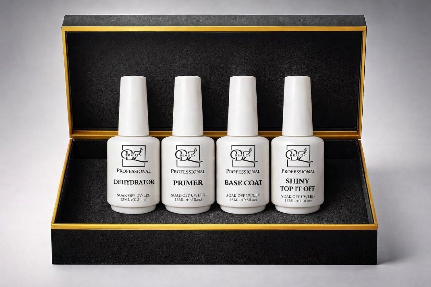 Nail Prep Combo – Dehydrator, Primer, Base Coat & Top Coat 15ml Each |Box Not Included (Shinny top it off)-image-42