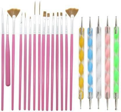 pohok NAIL COMBO TOOLS---- 15 NAIL STICK BRUSH WITH 5 NAIL ART DOTTING TOOLS.-picture-21