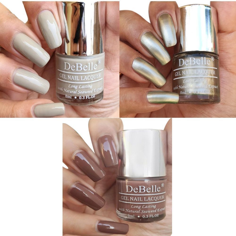 Gel Nailpolish Rose taupe, Moonstone bloom, Rustique gold combo-image-27