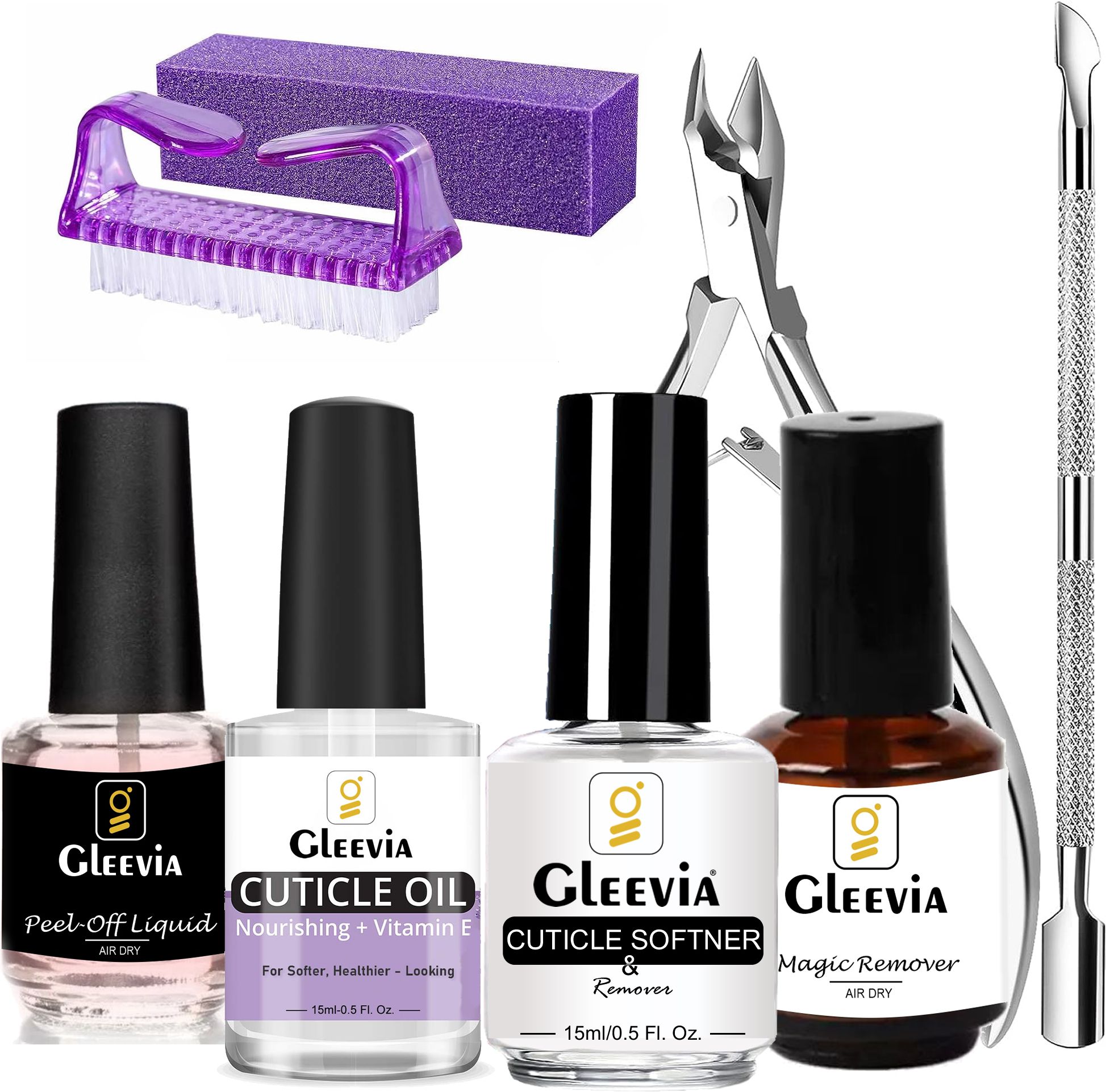 gleevia Nail Cuticle Remover Kit with Cuticle Cutter & Pusher, Cuticle Oil & Softener Remover Combo Kit-picture-11