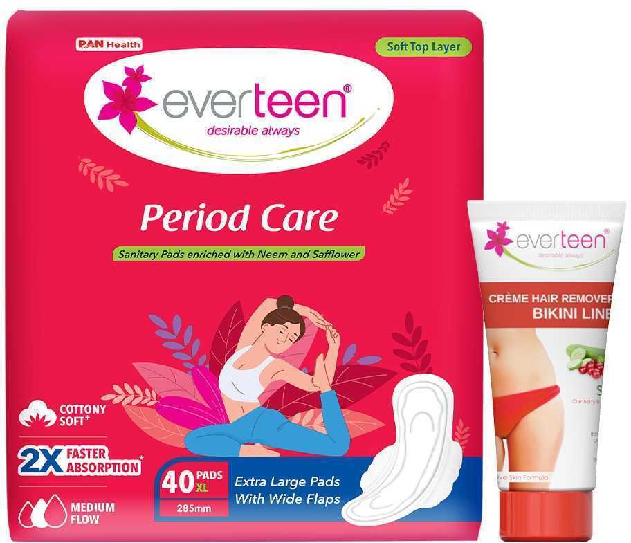 Period Care XL Soft 40 Pads and Silky Bikini Line Hair Remover Cream 50g-image-35