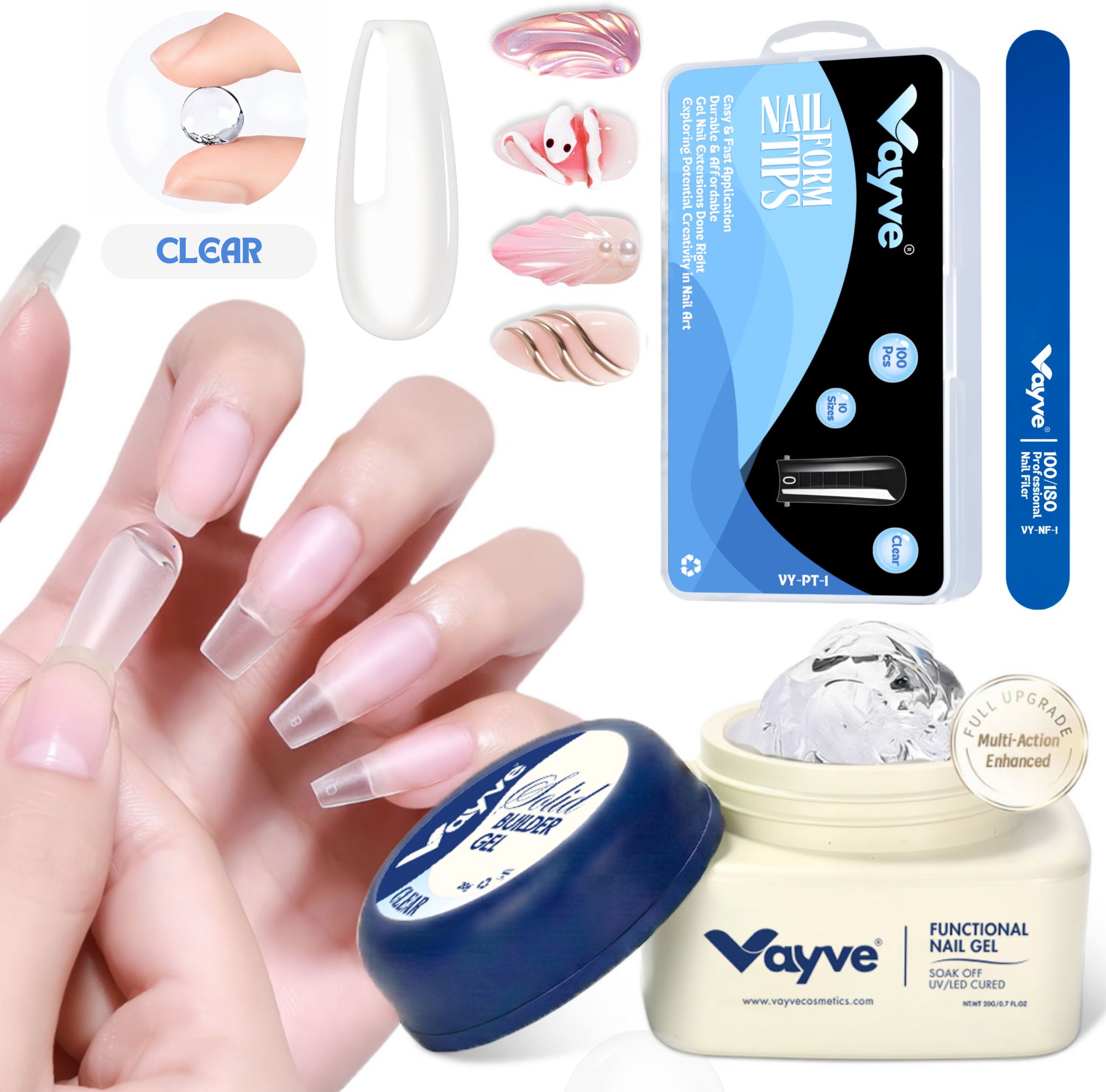 Solid Builder Nail Gel Clear for Nail Extension & Non Sticky 3D Nail Art Sculpting UV LED Curing Nail Gel Kit with Nail Form-image-21