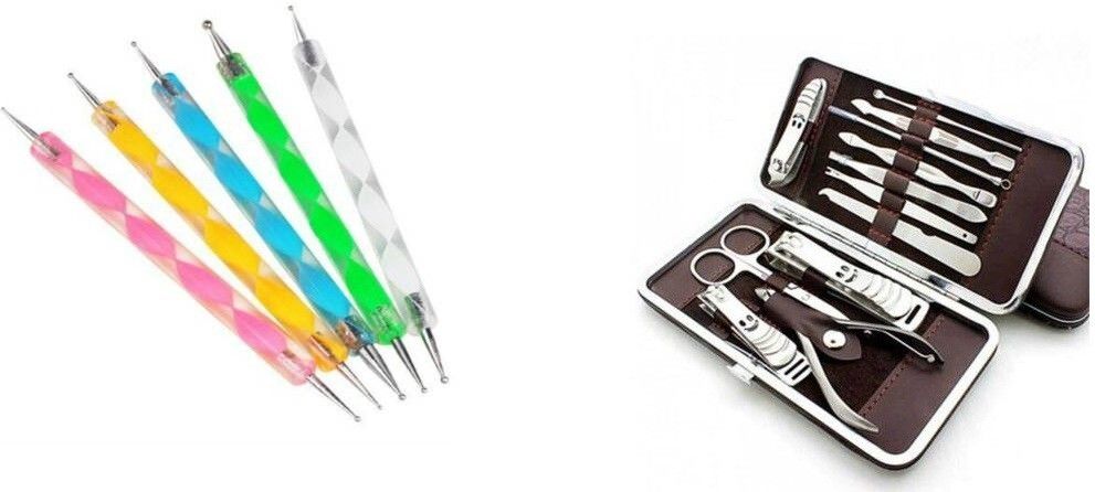 pohok 12 In 1 Manicure Pedicure Set Kit (250 g, Set of 12) WITH 5 PCS Dotting Tools Marbling Tool Nail Art-picture-23