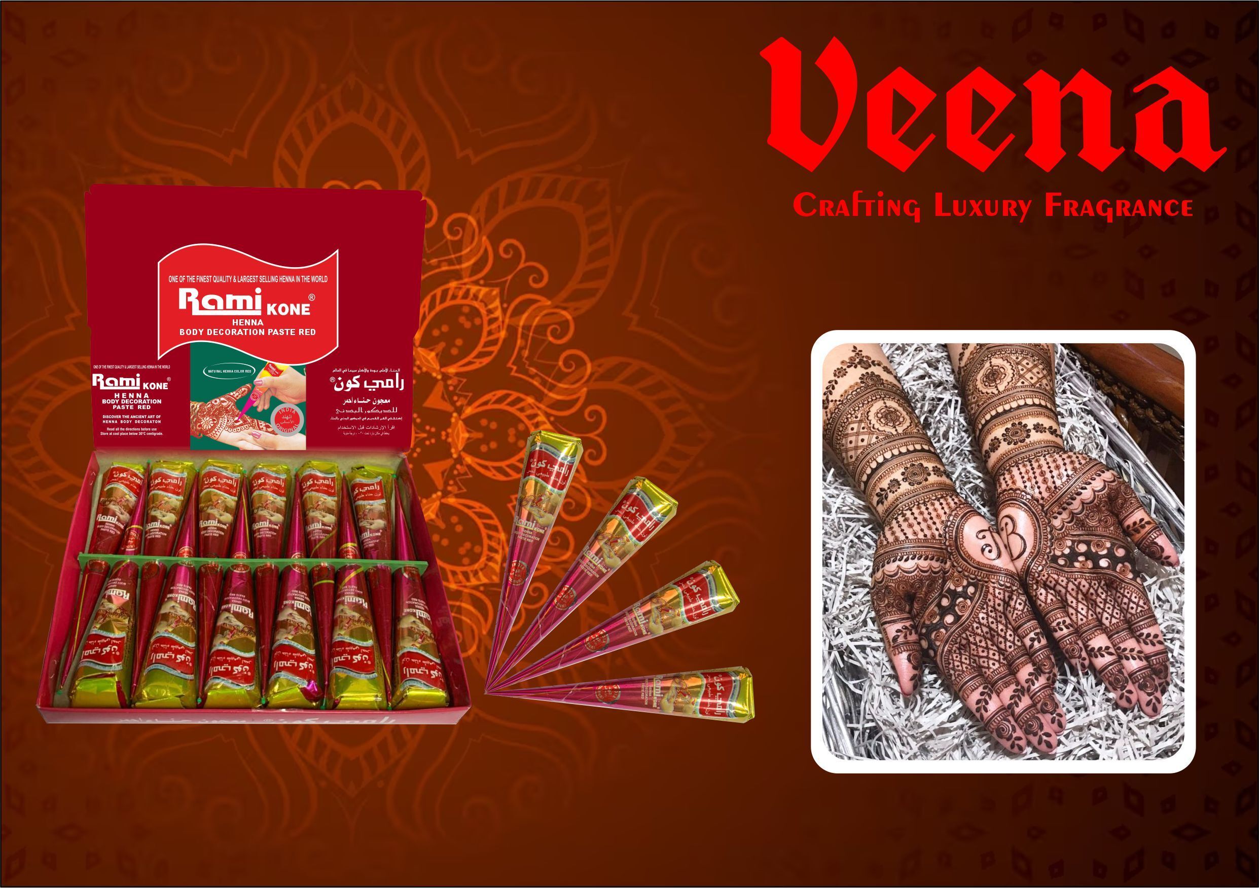 veena Red & Black Mehendi Cone for Hand Designing, Henna Mehandi, Cone Bridal & Wedding, Dulhan Mehndi Cone, 24 Pcs-picture-10