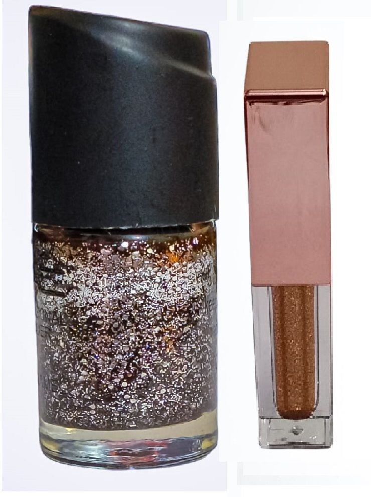 luipui best brown glitter nail polish and golden eye shadow pack of 2-picture-16