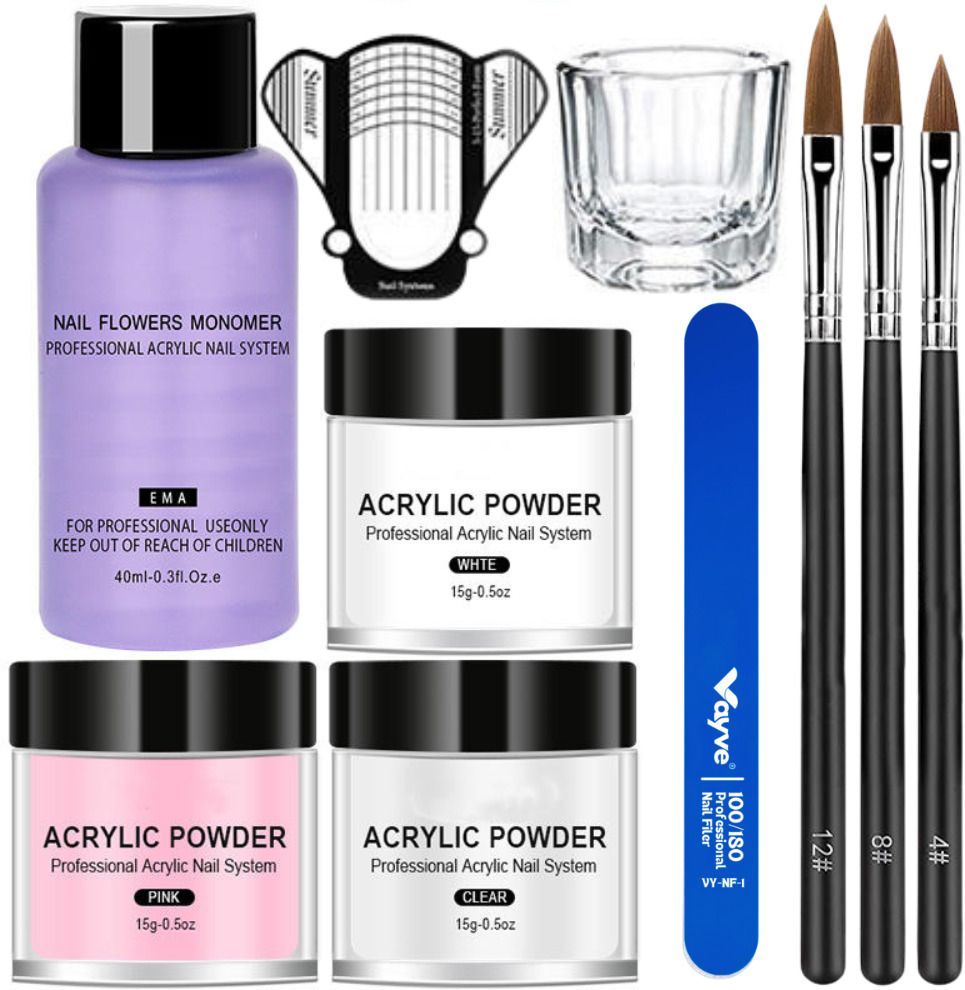 Acrylic Nail Extension Kit Monomer Liquid & Acrylic Nail Powder Set Nail Art Kit