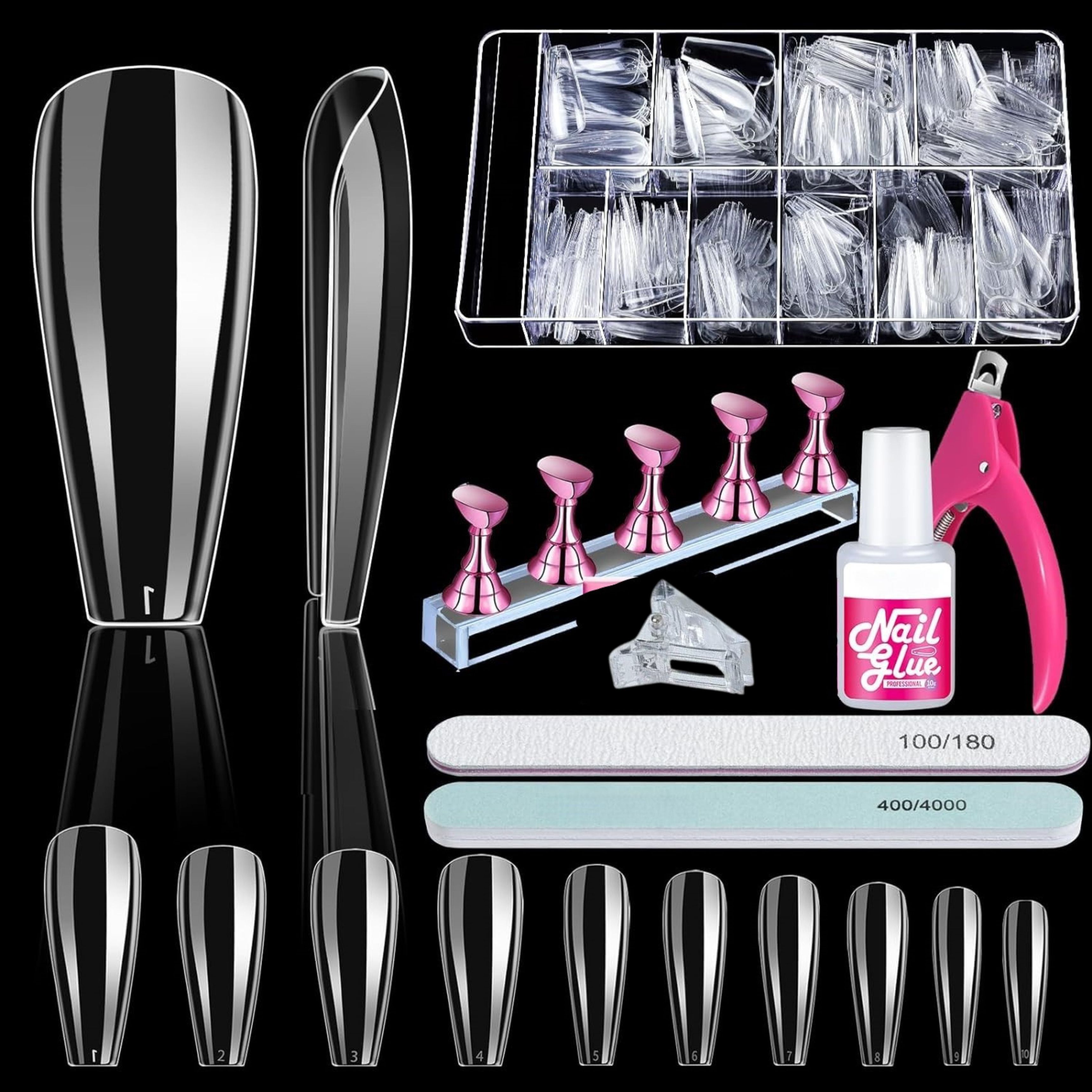 Clear & Long Coffin Nail Tips Full Cover Press On Nails, Acrylic Nail Clipper, Nail Stand for Fake Nails-image-27