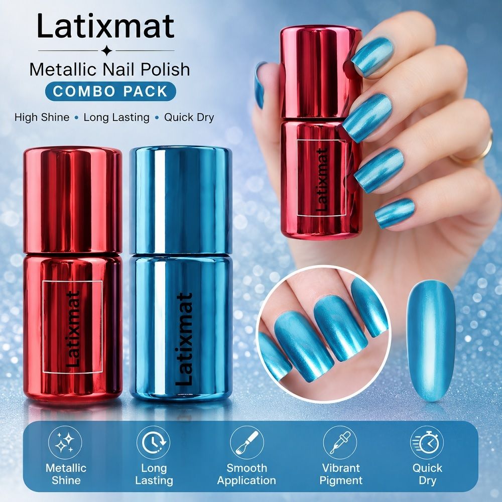 latixmat Metallic Nail Polish Long Lasting Quick Dry Mirror Effect Chrome Nail Art Polish Red,Blue-picture-18