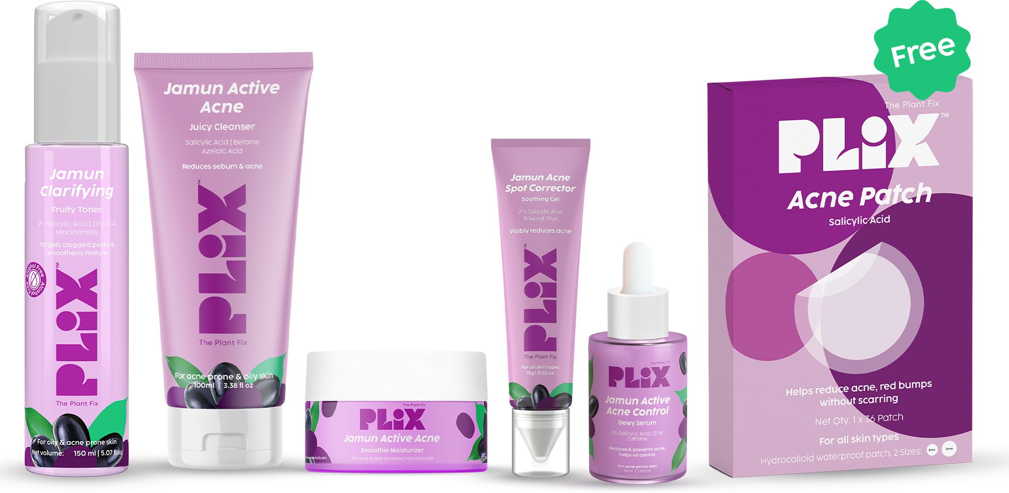 Jamun Active Acne Kit, Toner, Serum, Facewash, Moisturizer, Gel & FREE Acne Patch-image-20