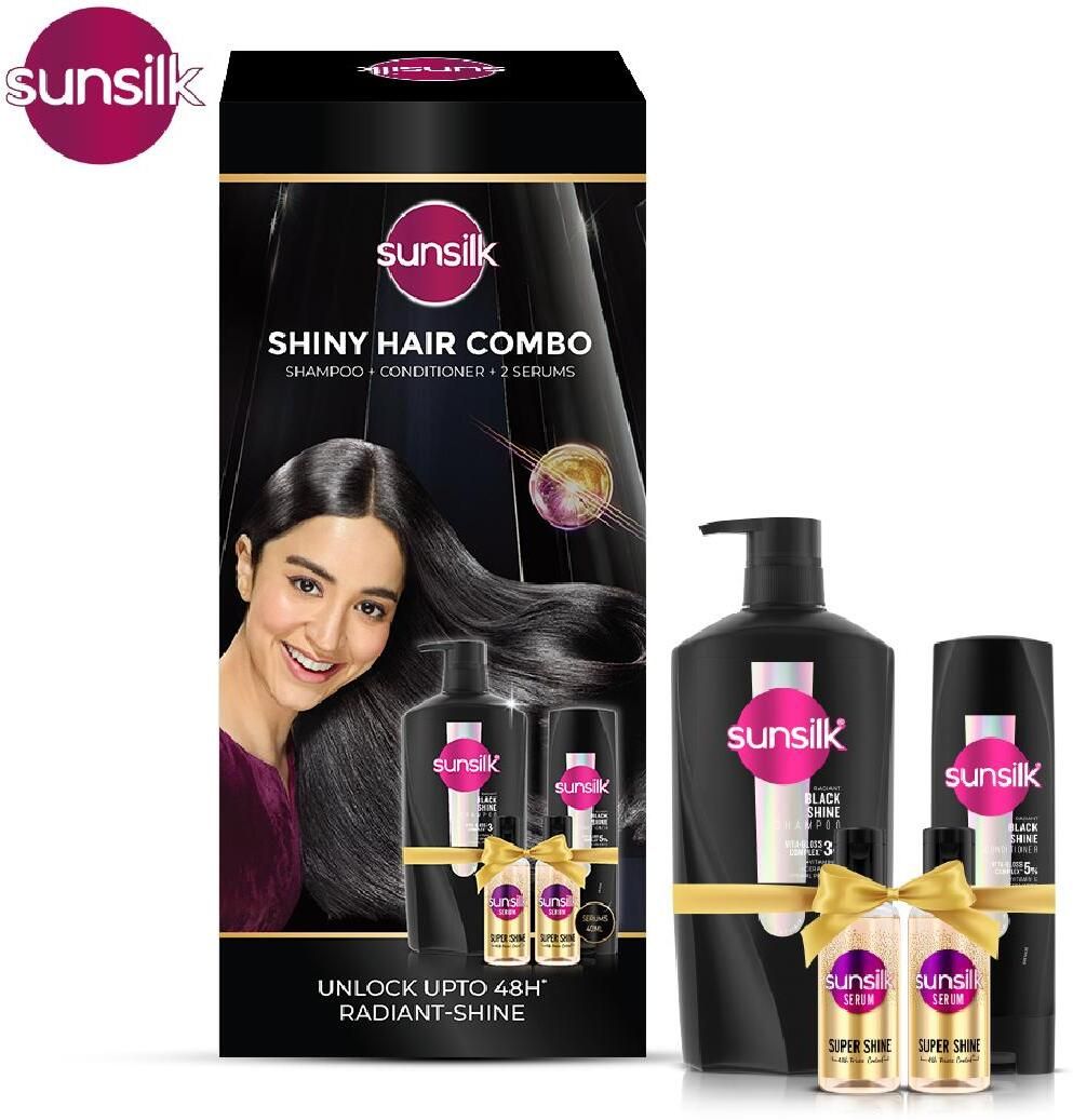 Shiny Hair Combo (Radiant Black Shine Shampoo+Condioner+Super Shine Serum)-image-3