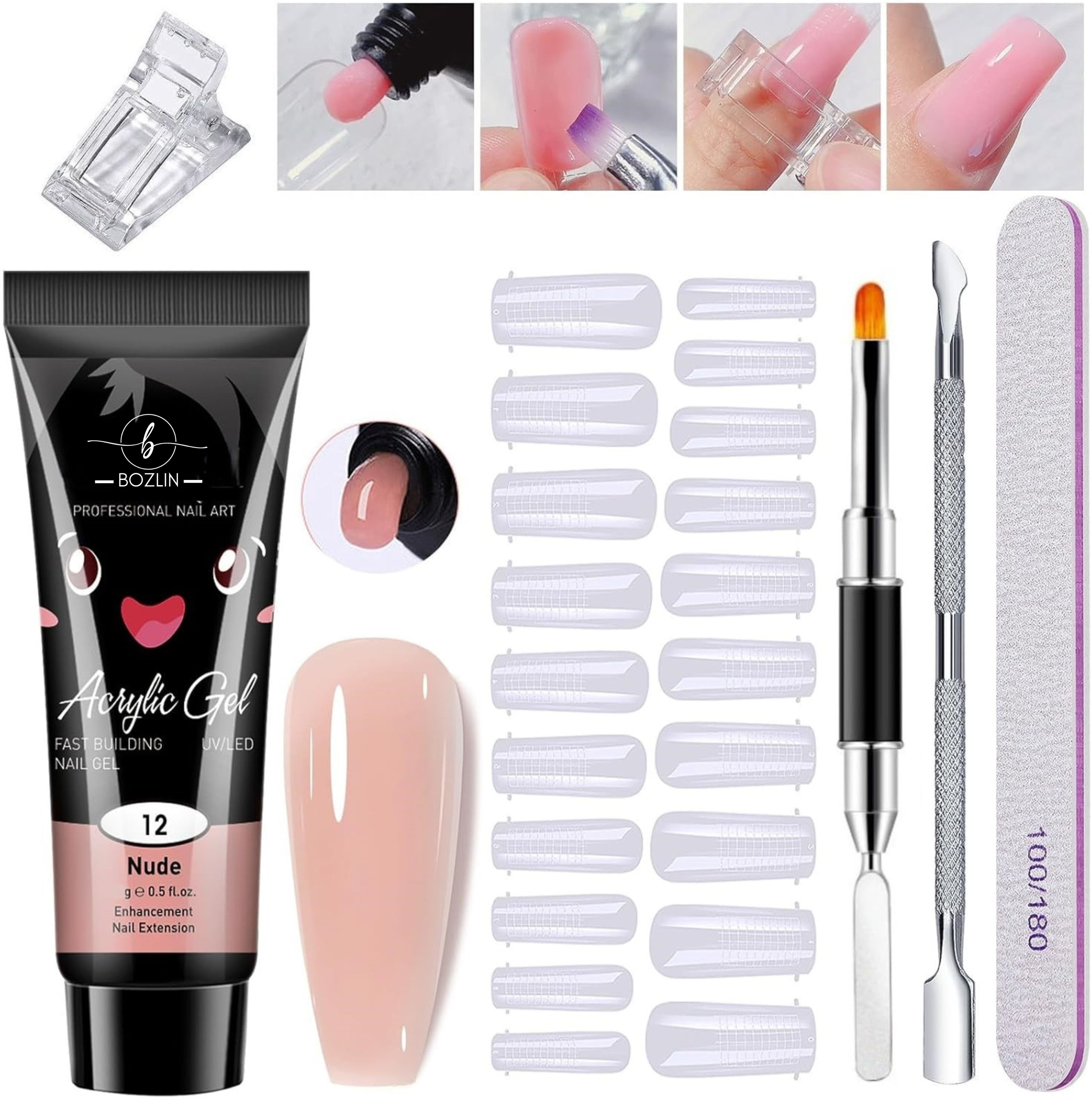 Poly Nail Gel Extension Kit for Builder Gel UV Nail Art Kit, Nail Extension Set (Nude)